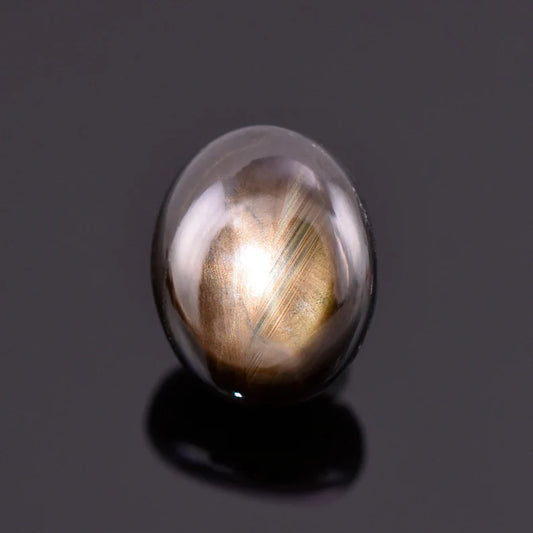 Star Sapphire, 6.85 cts., 11.8x9.4 mm., Oval Cabochon, Black, Thailand