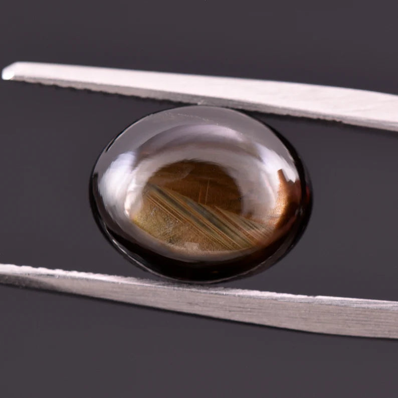Star Sapphire, 6.85 cts., 11.8x9.4 mm., Oval Cabochon, Black, Thailand