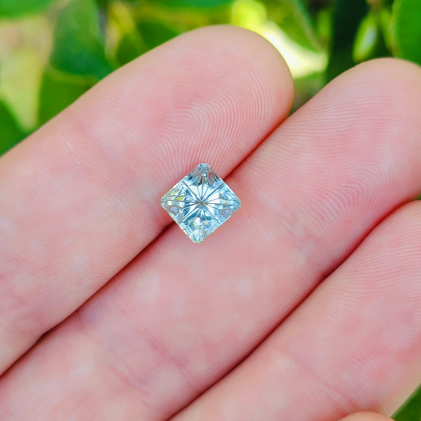 Aquamarine, 1.87 cts., 7.5x7.2 mm., Square Fantasy, Blue, Idaho
