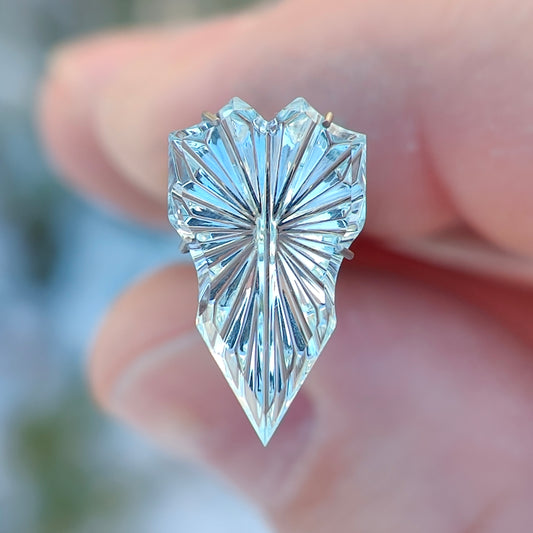 Aquamarine, 2.15 cts., 16.2x9.2 mm., Heart Shield Fantasy, Blue, Idaho, Natural