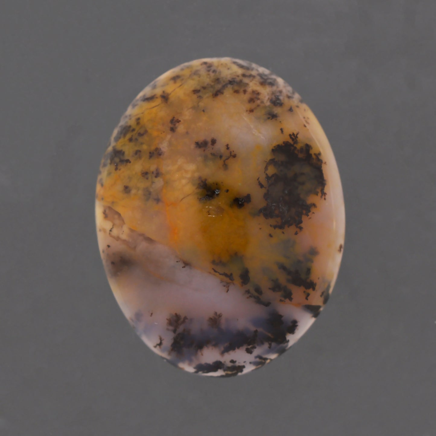 Dendritic Agate, 15.07 cts., 24.6 x 19.1 mm, Cabochon Oval, Tan, Black, Nevada, Natural