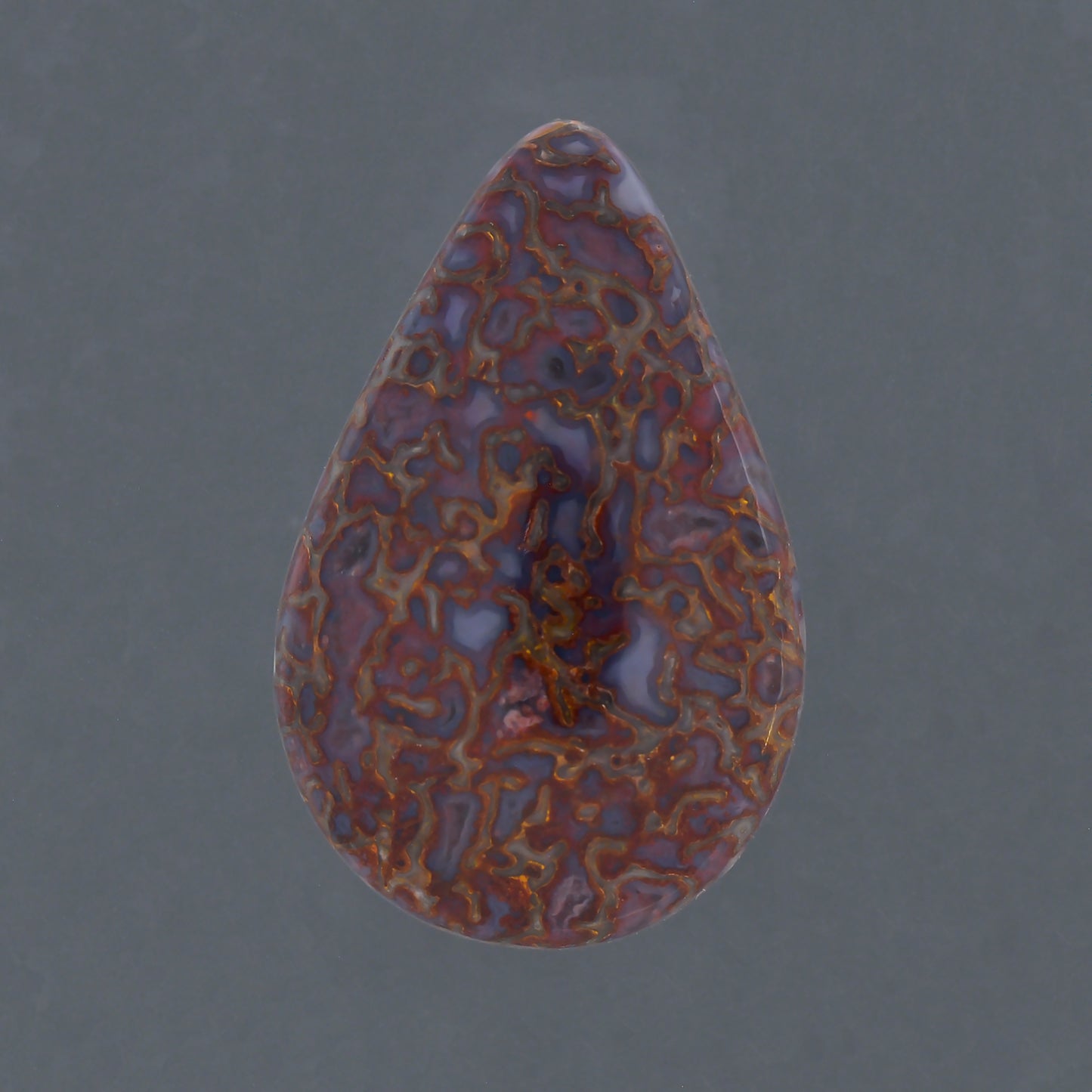 Gem Dinosaur Bone, 15.71 cts., 25.0 x 15.9 mm, Pear Cabochon, Red, Colorado, Natural