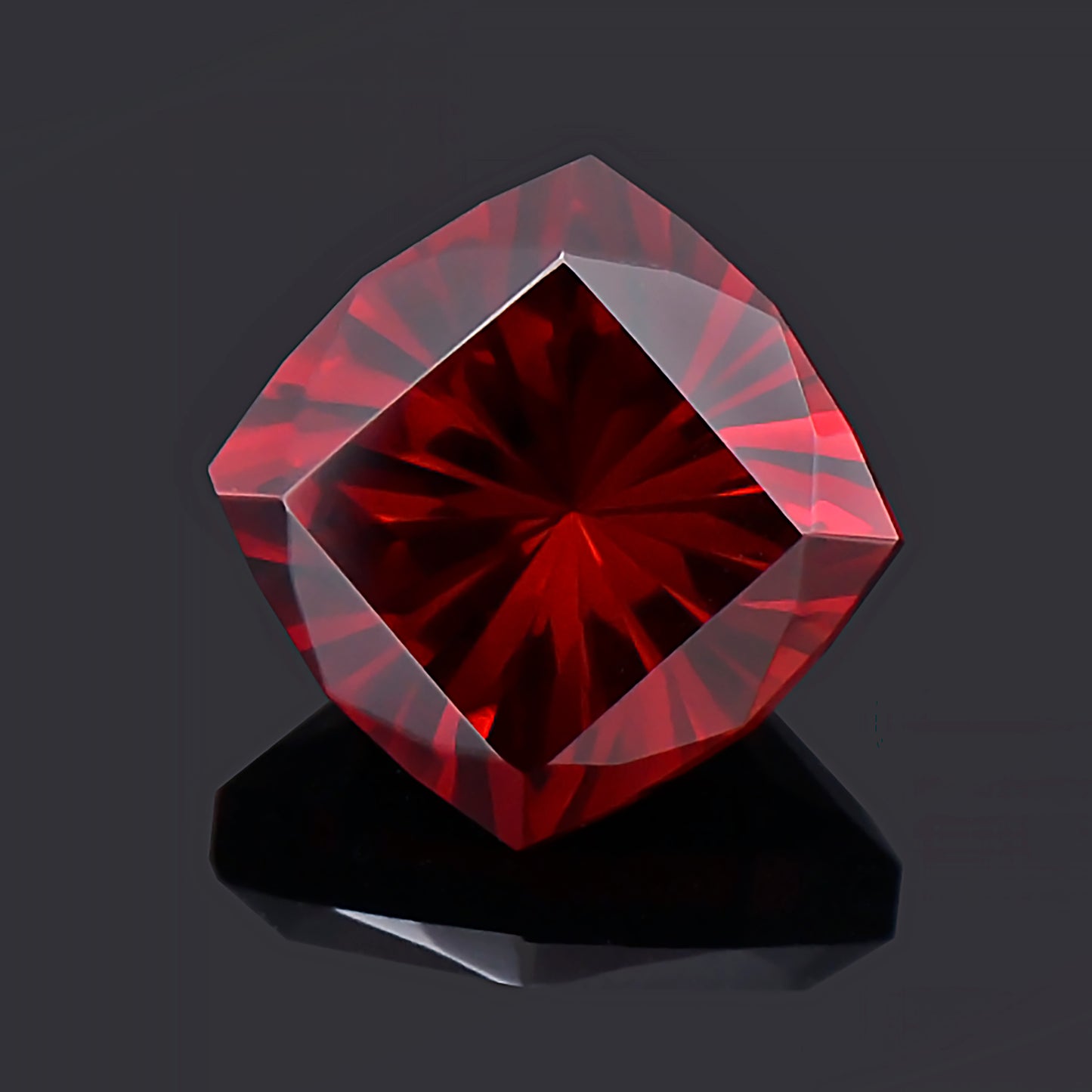Garnet, 1.28 cts., 5.6 mm, Concave Square, Red, Tanzania, Natural