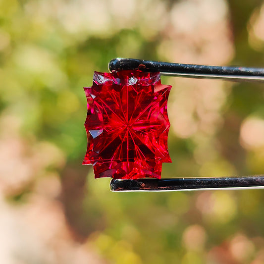 Rubellite Tourmaline, 10.62 cts., 15x12 mm., Emerald Baroque Fantasy, Red, Brazil, Natural