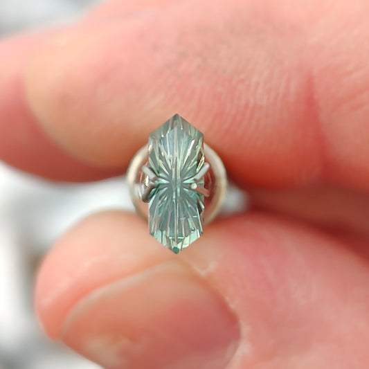 Sapphire, 0.73 cts., 8.6x3.4 mm., Rupee Fantasy, Green, Kenya, Natural