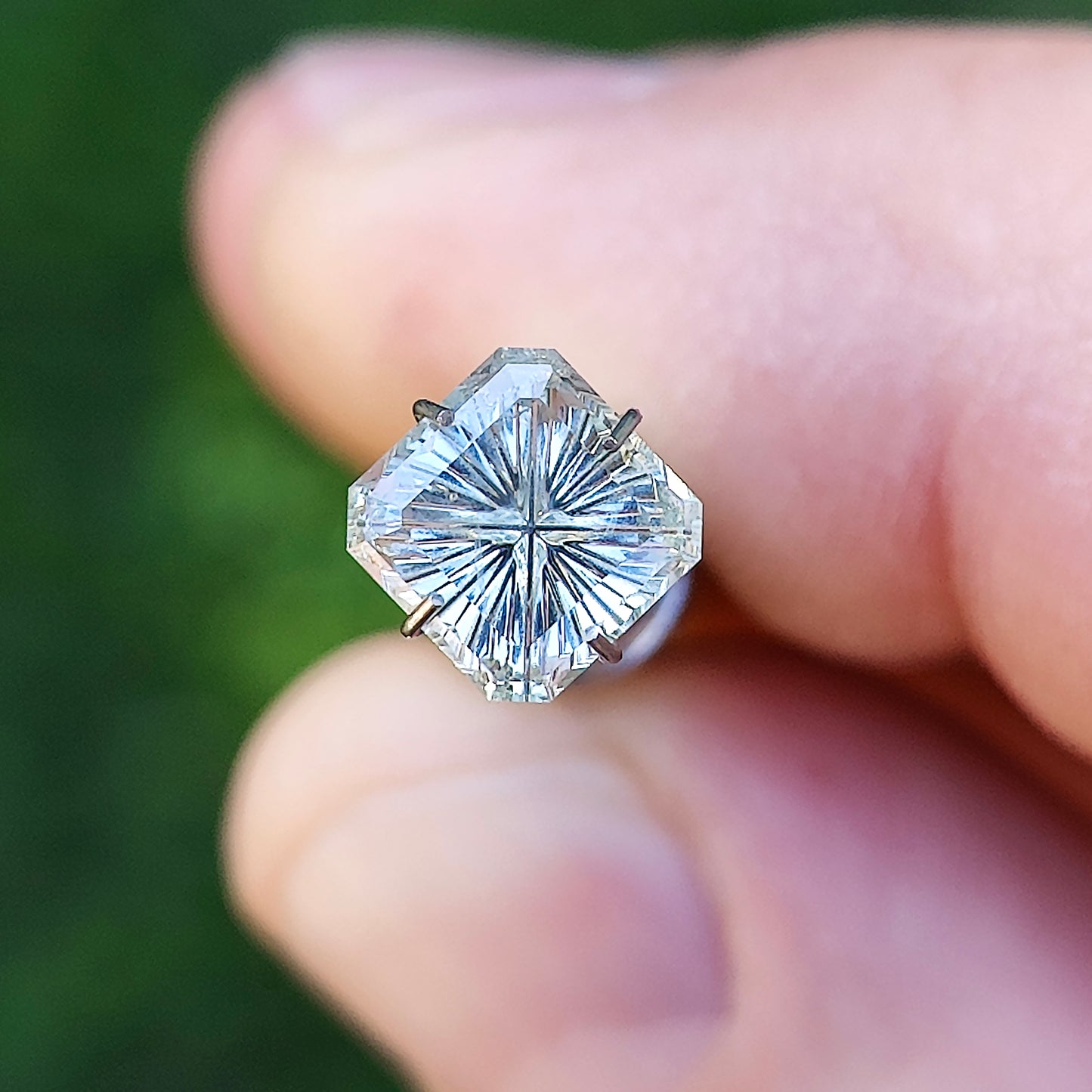 Sapphire, 1.64 cts., 6.5 mm., Asscher Fantasy, Silver, White, Montana, Natural