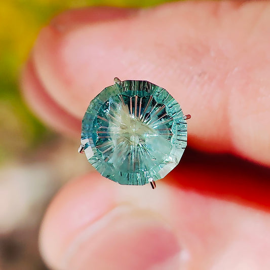 Sapphire, 4.82 cts., 9.4 mm., Round Fantasy, Tricolor, Blue, Green, Yellow, Montana, Heated