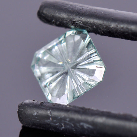 Sapphire, 0.71 cts., 5.8x5.8 mm., Asscher Fantasy, Silver, Teal, Montana