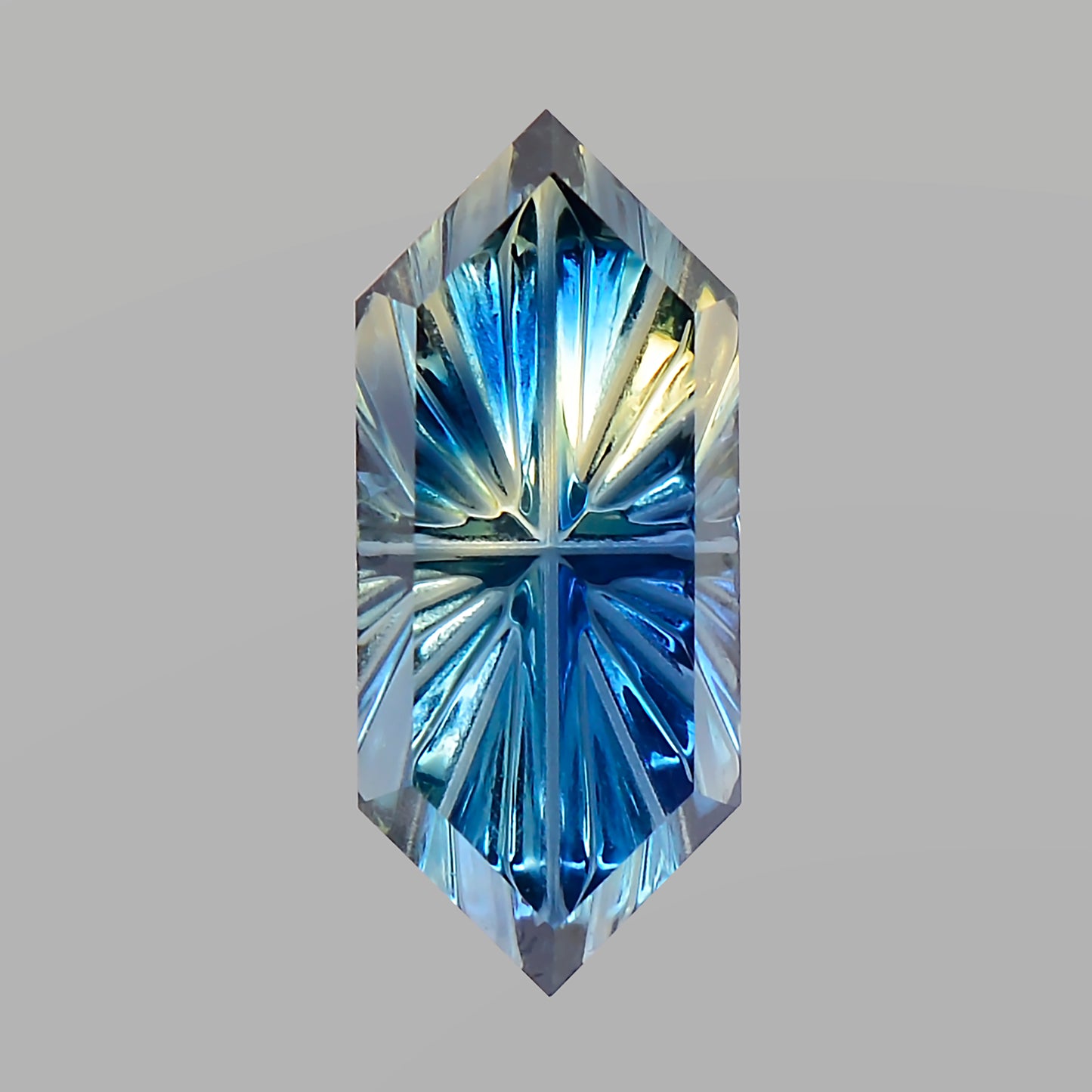 Parti Sapphire, 0.76 cts., 8.6 x 3.7 mm, Fantasy Rupee, Blue, Yellow, Bicolor, Australia, Natural