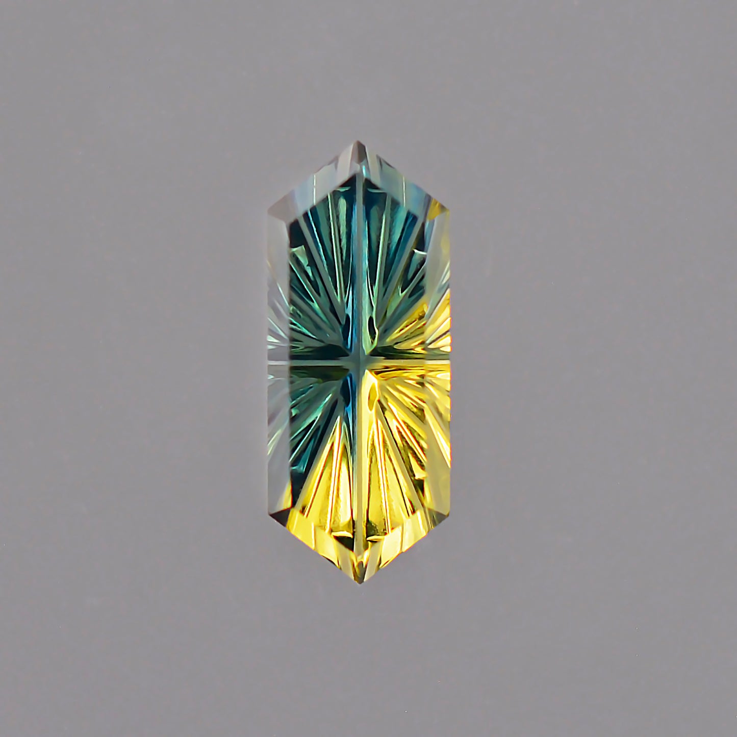 Parti Sapphire, 1.00 ct., 10.1x4.1 mm., Rupee Fantasy, Bicolor, Blue, Yellow, Australia, Natural