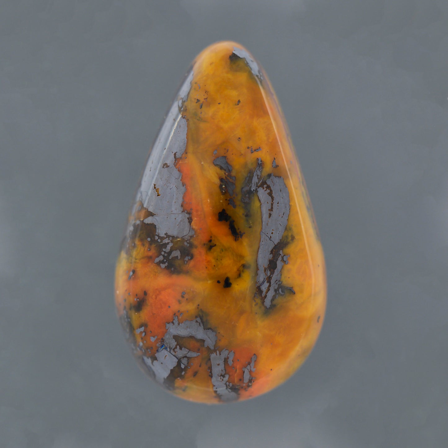 Tiger Tail Jasper, 12.97 cts., 22.5 x 13.1 mm, Pear Cabochon, Ochre, Black, Multicolor, Mexico, Natural