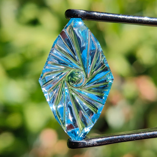 Topaz, 16.36 cts., 25.4x14.8 mm., Fantasy Kite, Blue, Brazil, Treated