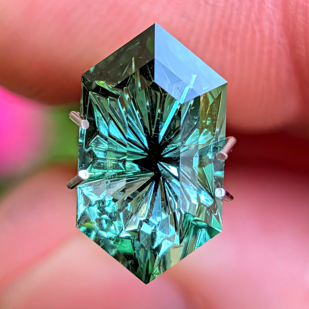 Tourmaline, 4.04 cts., 13.6x7.5 mm, Fantasy Rupee, Teal, Brazil, Natural