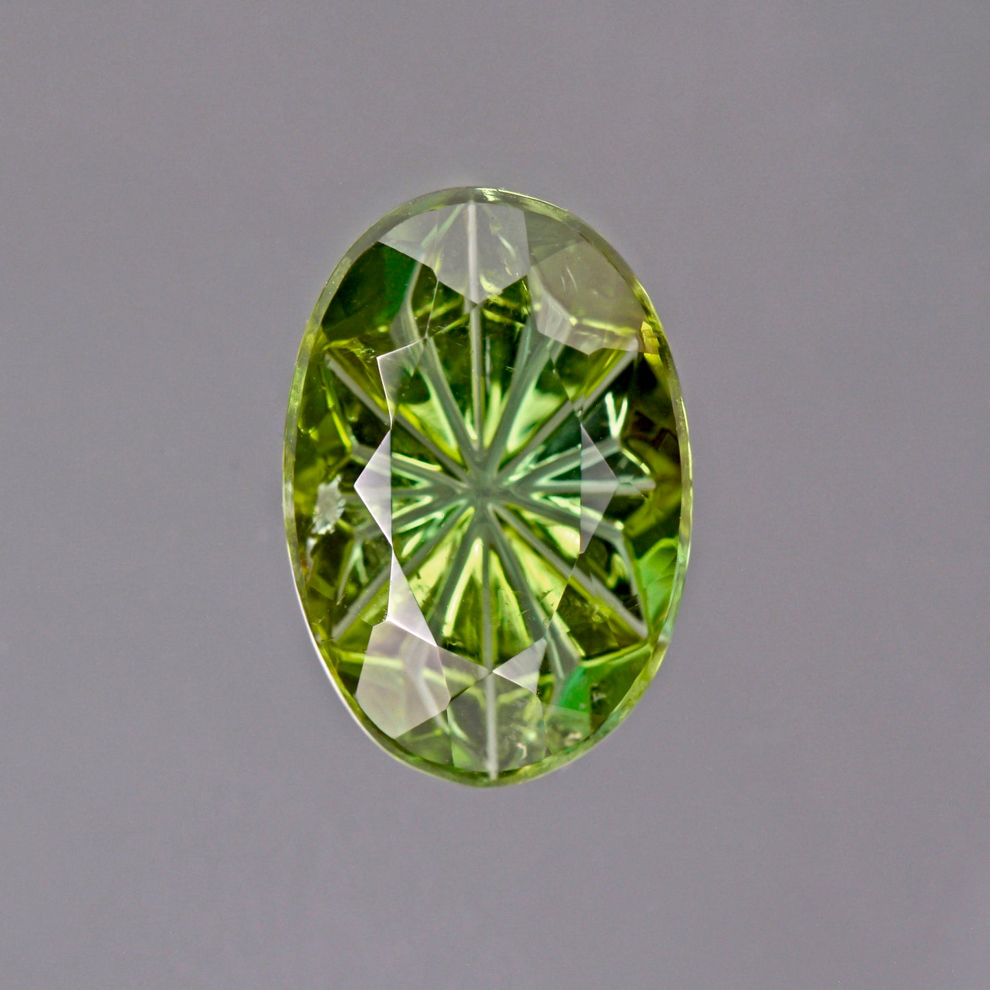 Tourmaline, 1.86 cts., 10.1x6.9 mm., Oval Fantasy, Green, Brazil