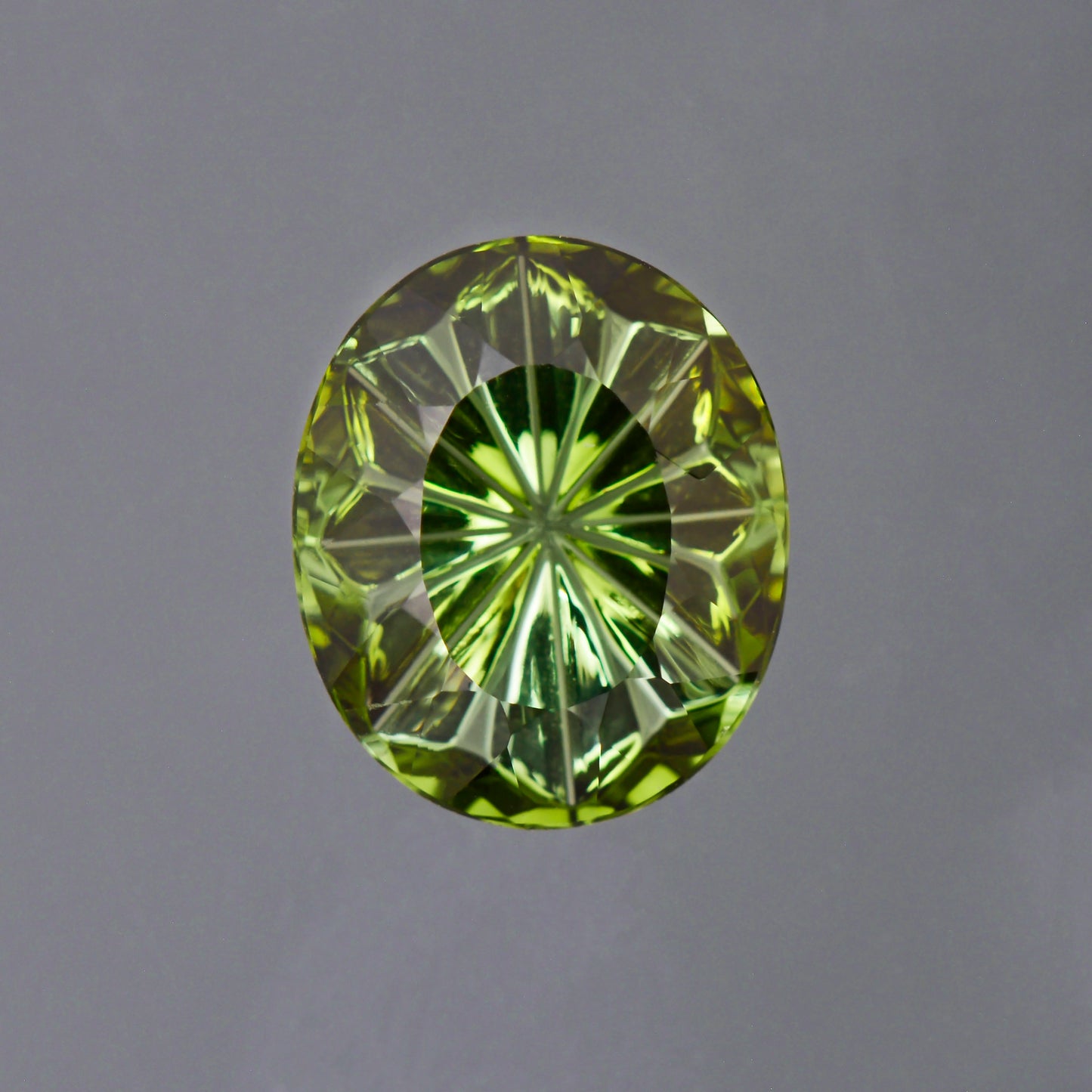 Tourmaline, 3.30 cts., 10.8x9.0 mm., Oval Fantasy, Green, Brazil