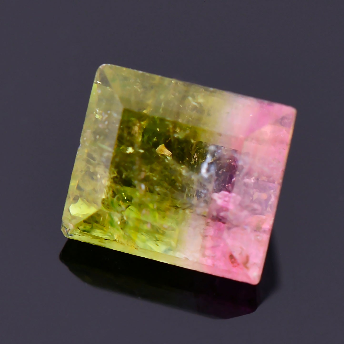 Watermelon Tourmaline, 0.60 cts., 5.0x4.3 mm., Rectangle Shape, Bicolor, Green, Pink, Brazil, Natural