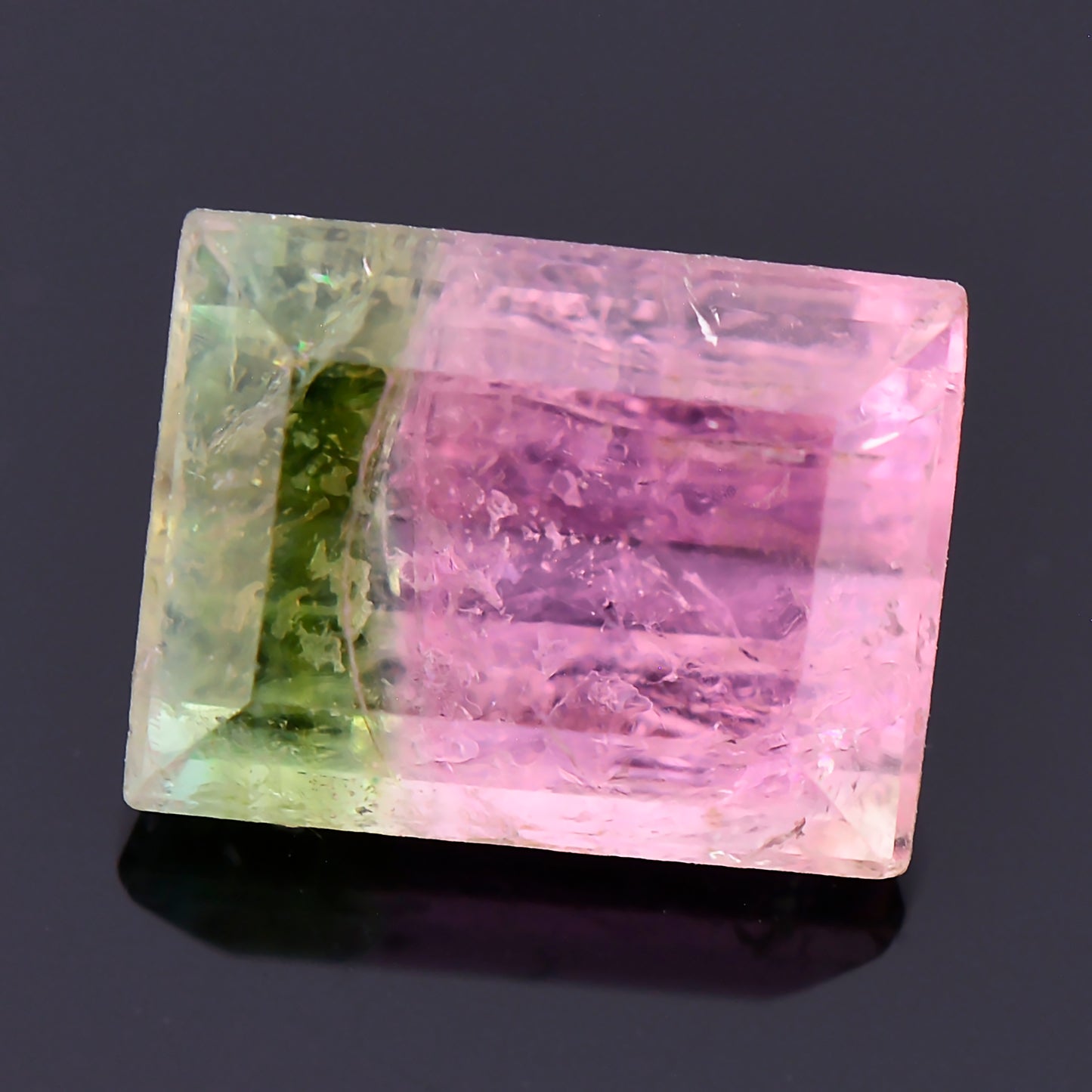 Watermelon Tourmaline, 0.96 cts., 6.5x4.9 mm., Rectangle Shape, Bicolor, Green, Pink, Brazil,