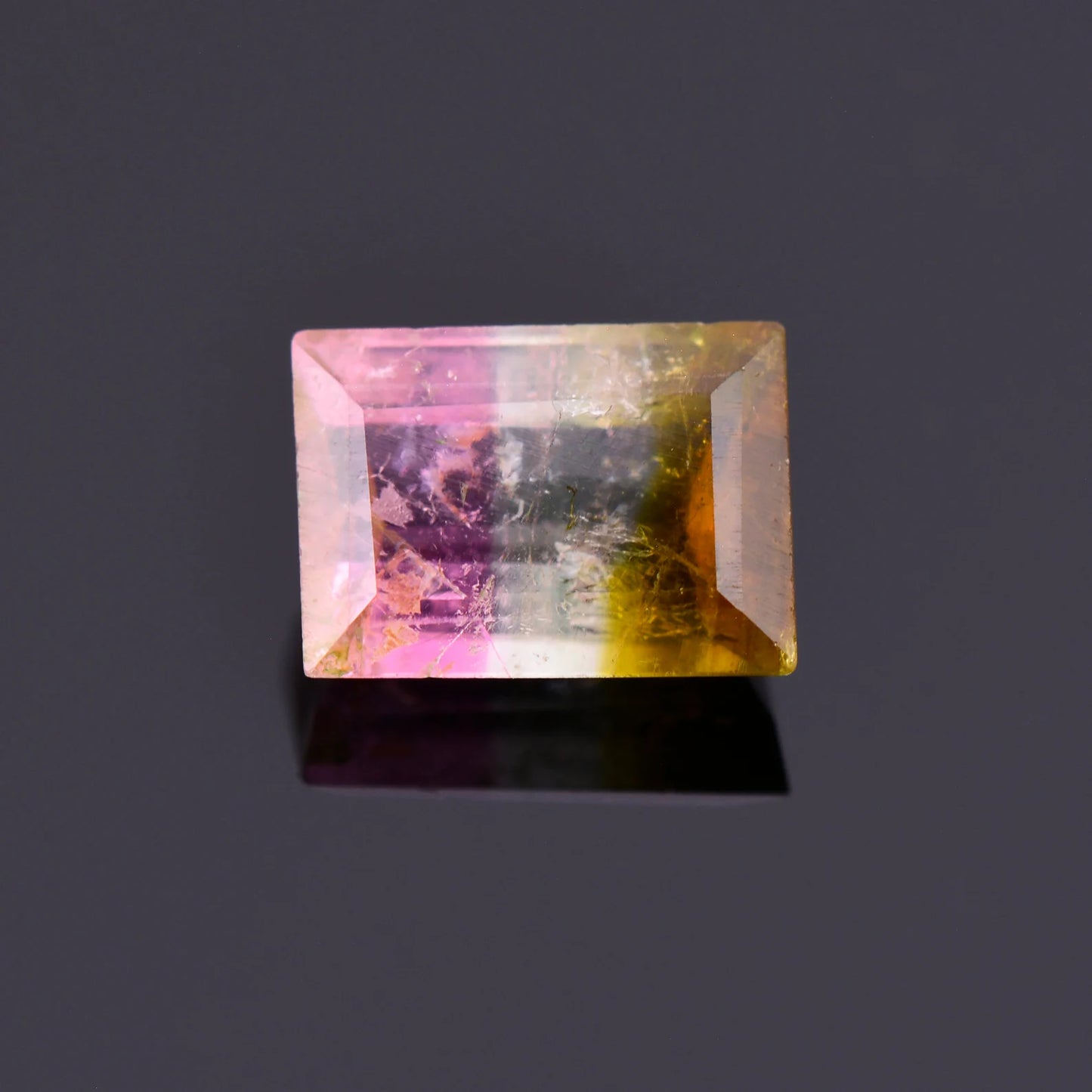 Fantastic Spumoni Tourmaline Gemstone from Brazil, 1.27 cts., 7x5 mm., Baguette Shape