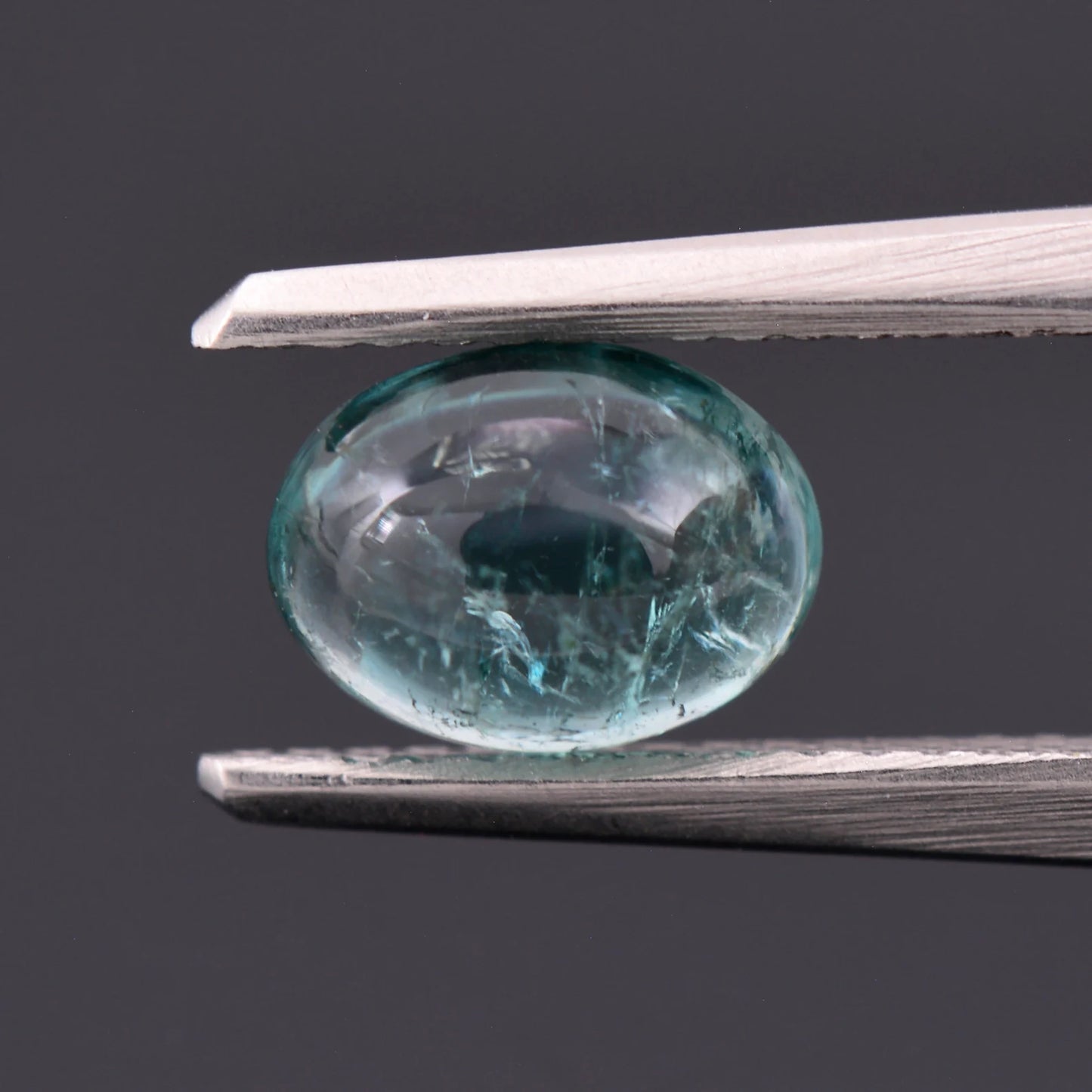 Bright Blue Indicolite Tourmaline Gemstone from Brazil, 1.31 cts., 8x6 mm., Oval Shape Cabochon