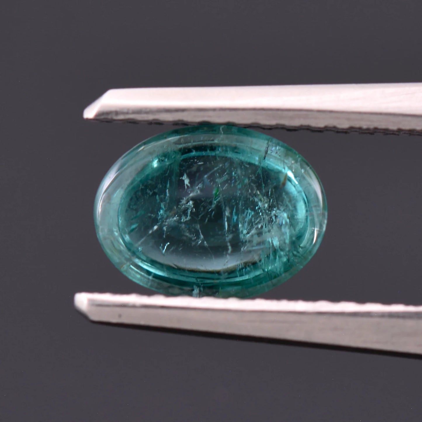 Bright Blue Indicolite Tourmaline Gemstone from Brazil, 1.31 cts., 8x6 mm., Oval Shape Cabochon