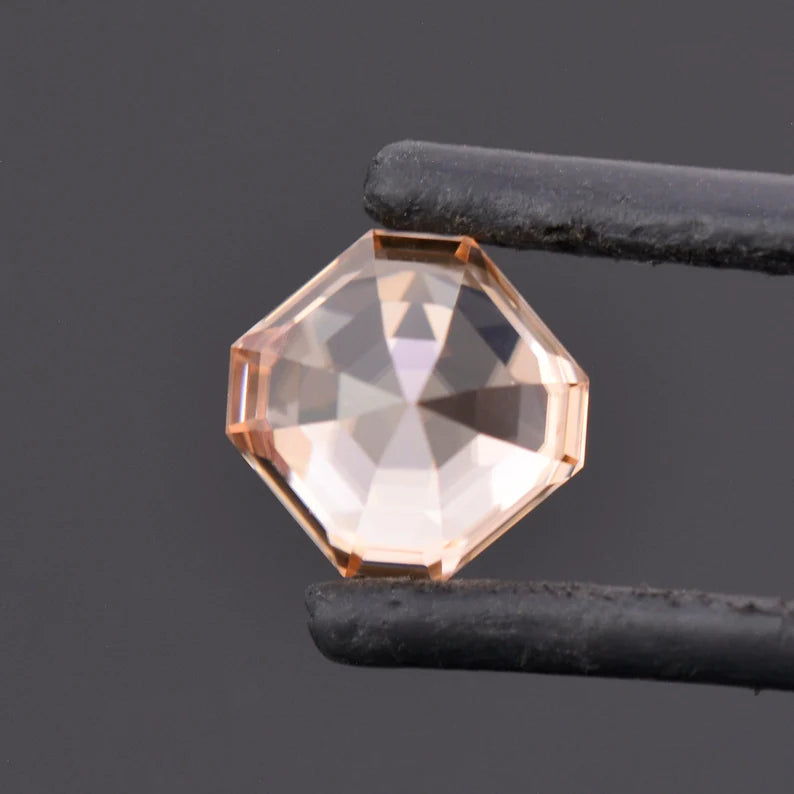 Fabulous Peach Champagne Zircon Gemstone from Tanzania, 3.42 cts., 7.6 mm., Asscher Cut