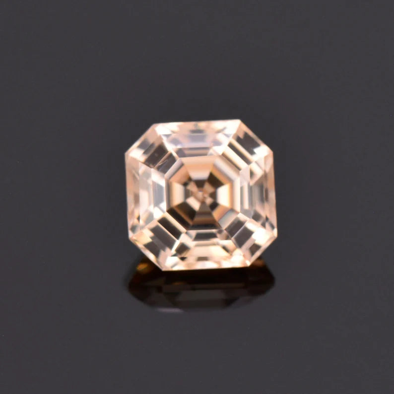 Fabulous Peach Champagne Zircon Gemstone from Tanzania, 3.42 cts., 7.6 mm., Asscher Cut