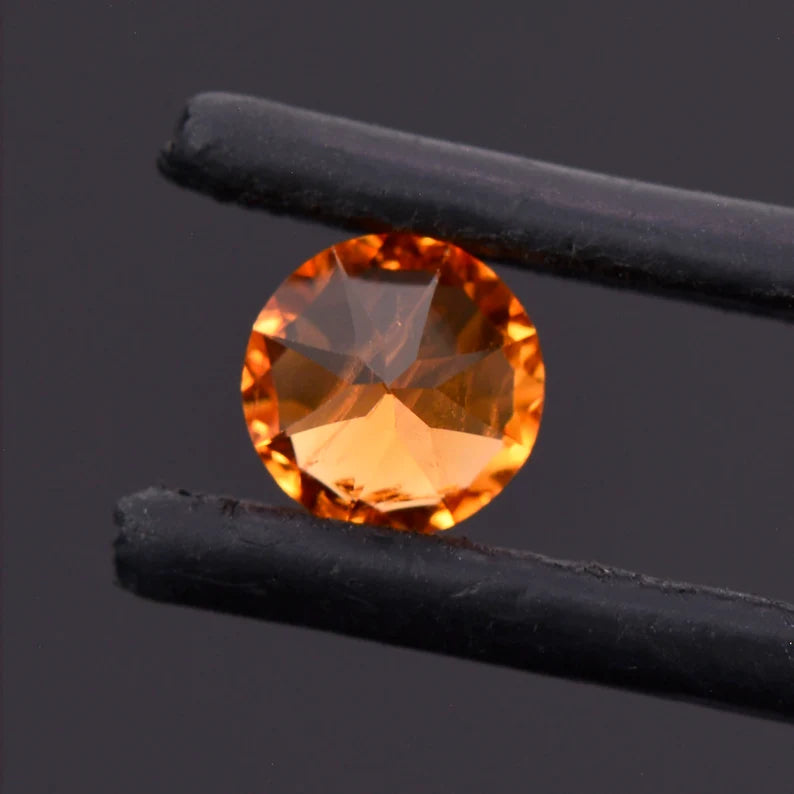 Gorgeous Fiery Orange Spessartine Gemstone from Nigeria, 1.29 cts., 6 mm., Concave Round Cut