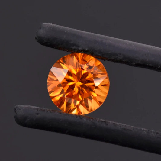 Gorgeous Fiery Orange Spessartine Gemstone from Nigeria, 1.29 cts., 6 mm., Concave Round Cut