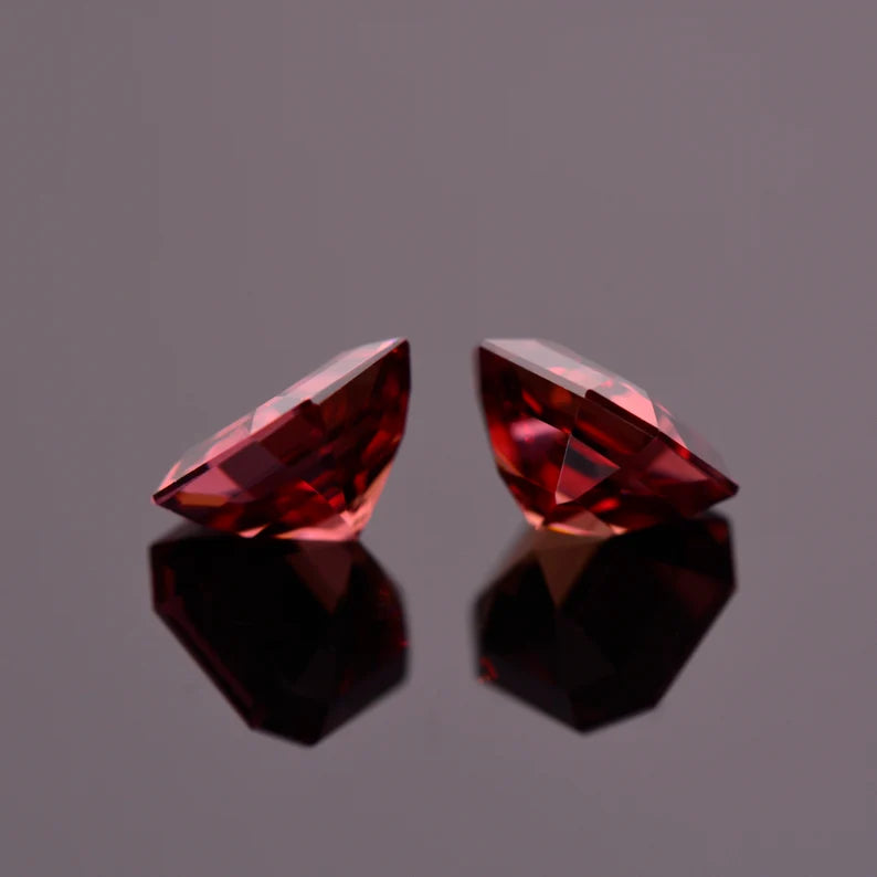 Fantastic Pink Zircon Gemstone Match Pair from Tanzania, 4.57 tcw., 7 mm., Asscher Cut