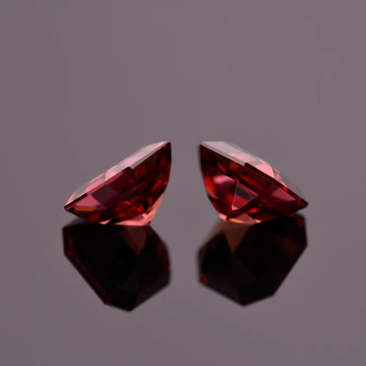 Fantastic Pink Zircon Gemstone Match Pair from Tanzania, 4.57 tcw., 7 mm., Asscher Cut