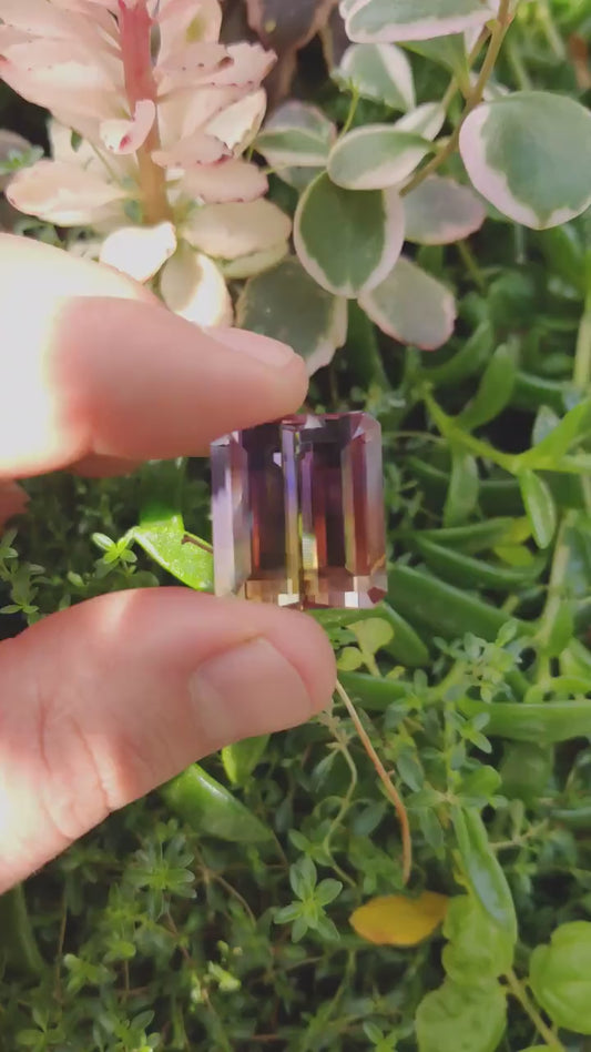 Exquisite Large Ametrine Gemstone from Bolivia, 40.18 cts., 22x19 mm., Step Emerald Cut