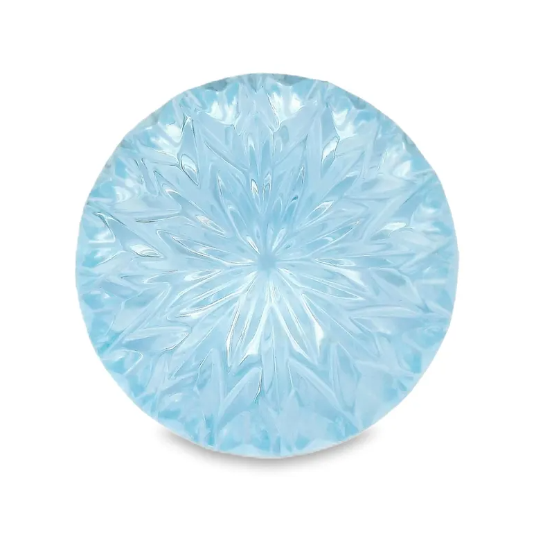 Fabulous Blue Aquamarine Optic Bloom Gemstone, 15.54 cts., 17 mm., Fantasy Carved Rose Cut Round