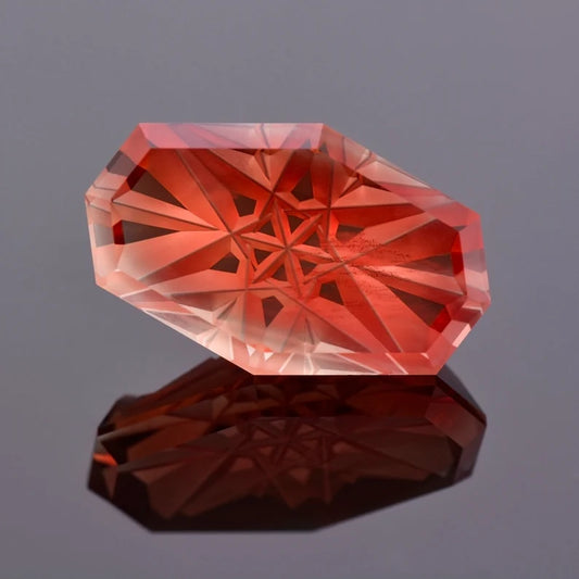 Exquisite Red Sunstone Gem from Oregon, 12.11 cts., 21x13 mm., Fantasy Cut Cushion Shape