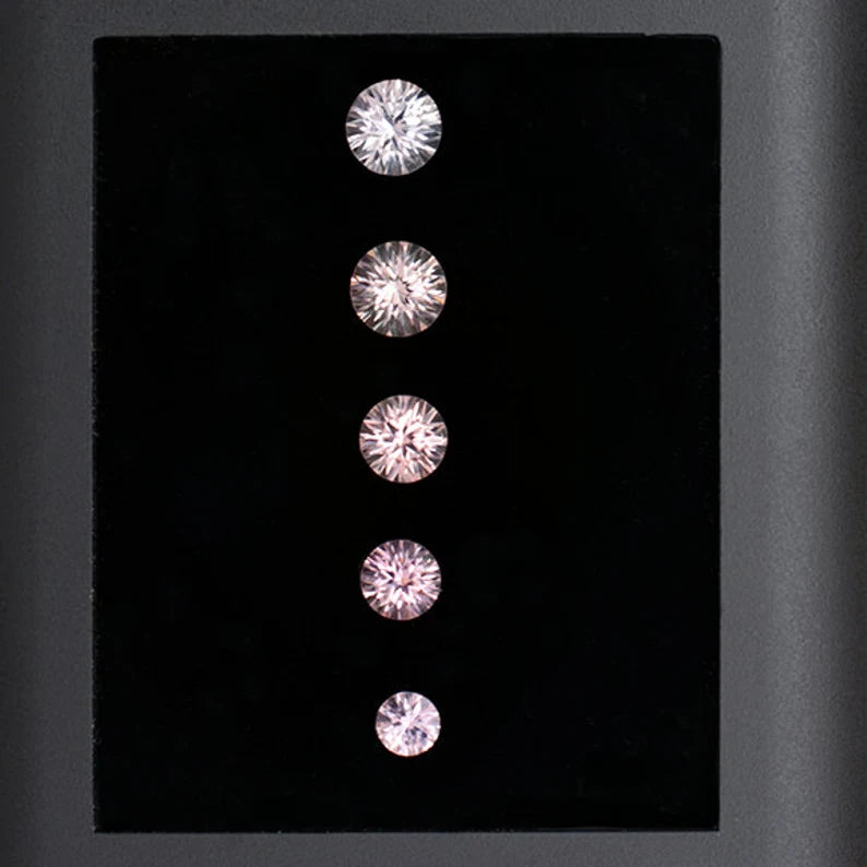 Elegant Concave Round Pink Tourmaline Gemstone Set 3.49 tcw.