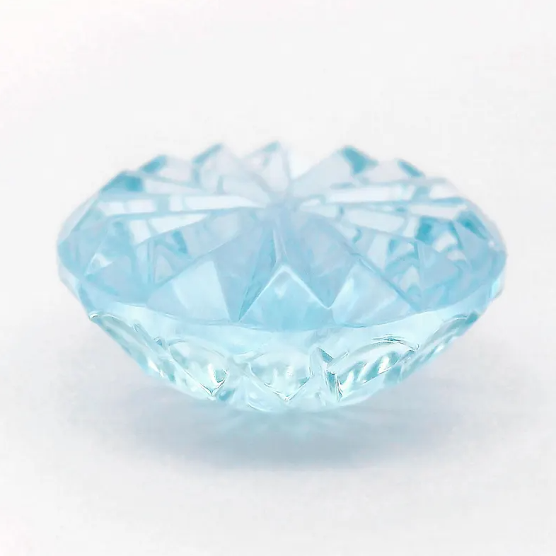 Fabulous Blue Aquamarine Optic Bloom Gemstone, 15.54 cts., 17 mm., Fantasy Carved Rose Cut Round