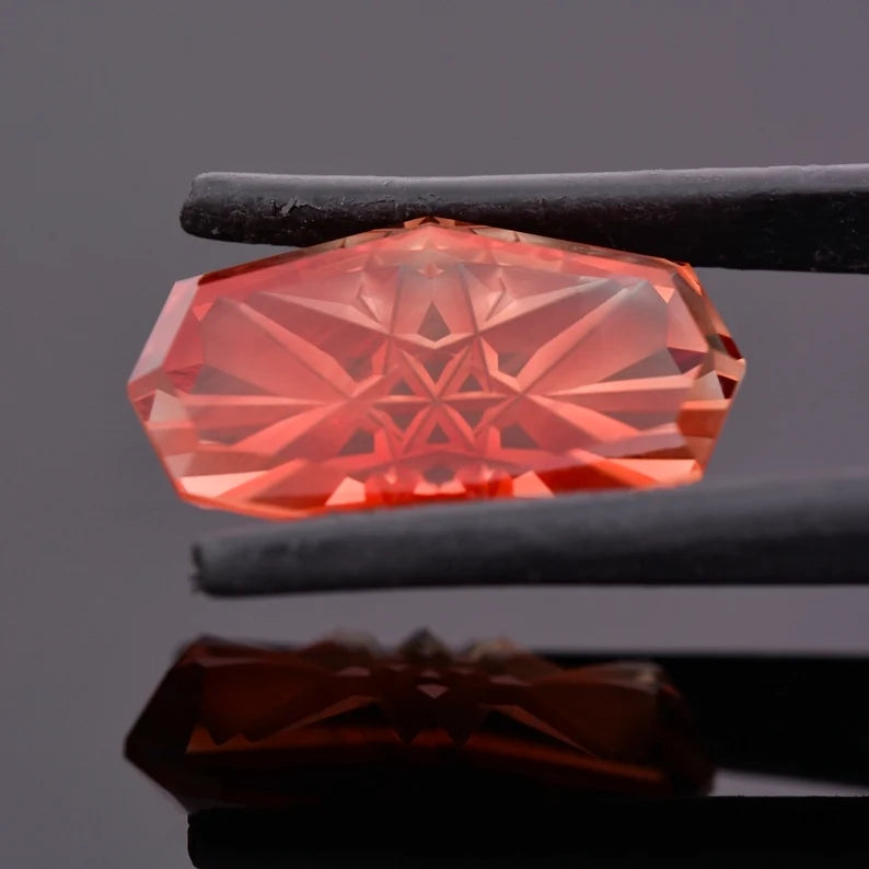 Exquisite Red Sunstone Gem from Oregon, 12.11 cts., 21x13 mm., Fantasy Cut Cushion Shape