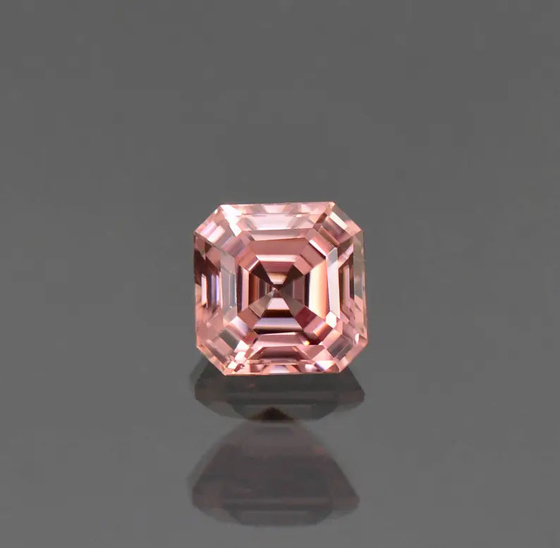 Excellent Pink Champagne Zircon Asscher Cut Gemstone, 6.6 mm., 2.31 cts.