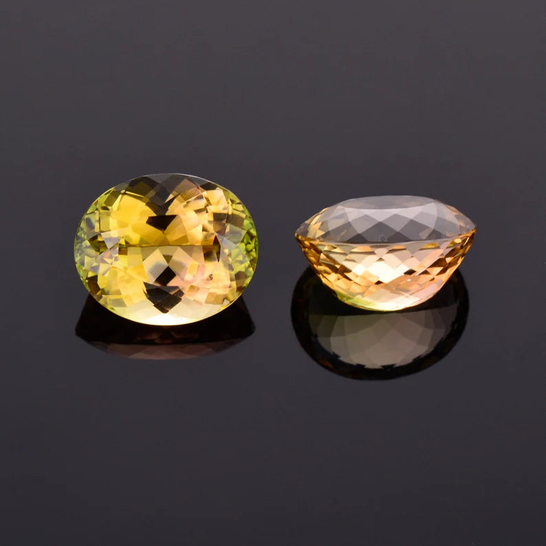 Exquisite Multicolor Tourmaline Gemstone Match Pair, 14.84 tcw., 13x11 mm., Oval Shapes