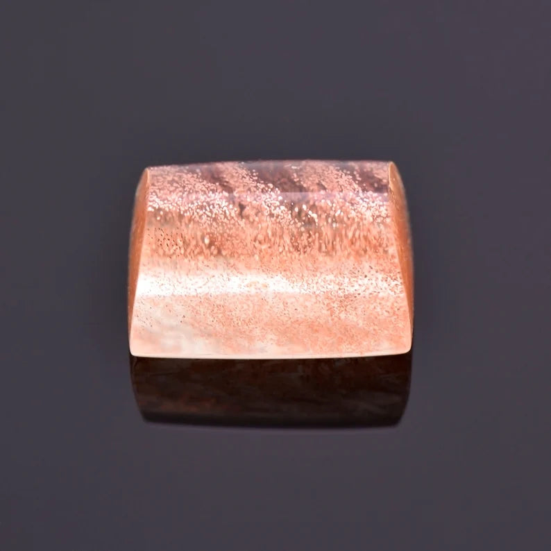 Gorgeous Copper Shiller Sunstone Gemstone, 6.87 cts., 12x8 mm., Barrel Top Cabochon Rectangle Shape