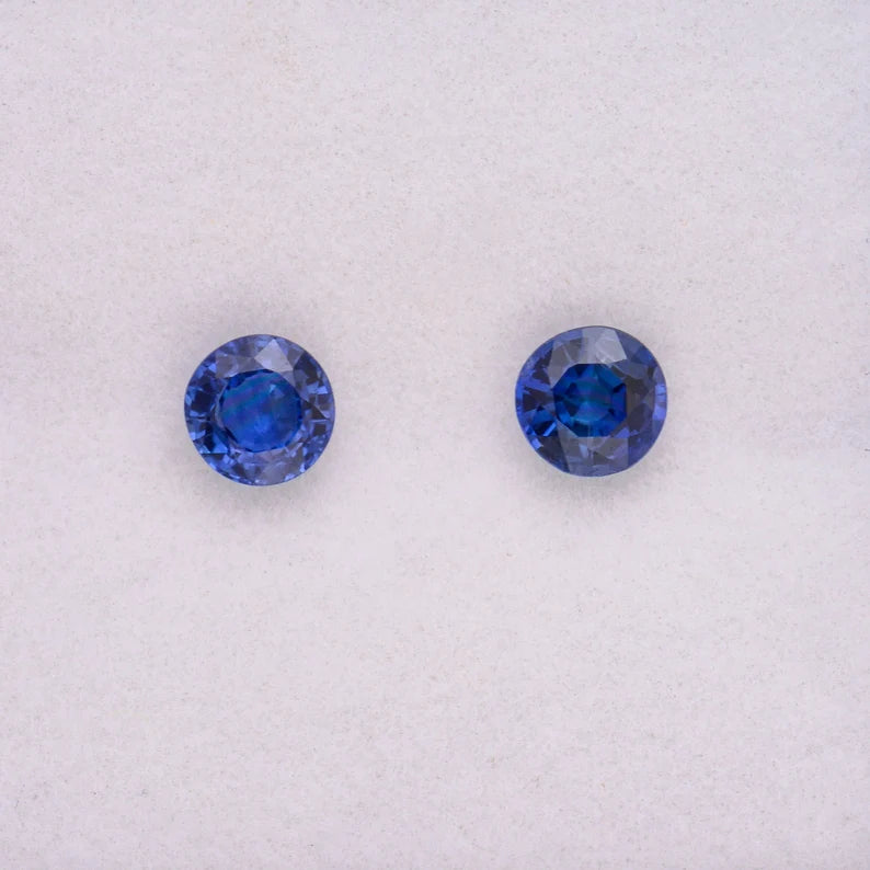 Gorgeous Blue Sapphire Gemstone Match Pair from Sri Lanka, 0.72 tcw., 4 mm., Rounds