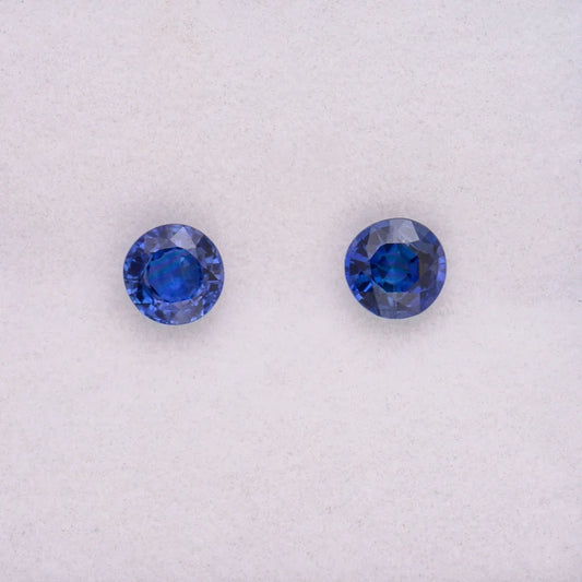 Gorgeous Blue Sapphire Gemstone Match Pair from Sri Lanka, 0.72 tcw., 4 mm., Rounds