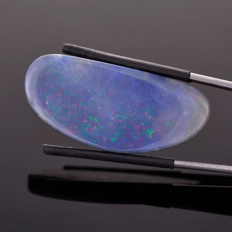 Fabulous Lightning Ridge Semi Black Opal from Australia, 32.44 cts., 41x19 mm., Freeform Cabochon