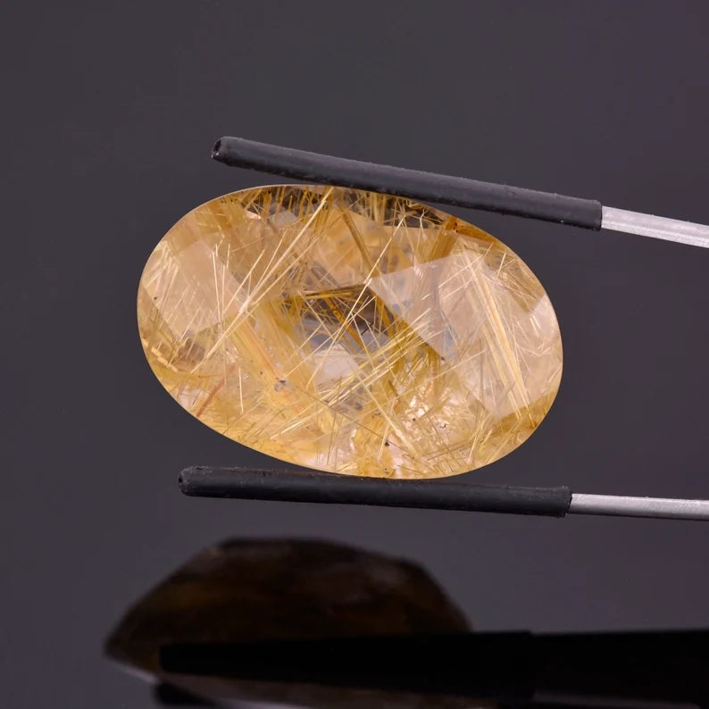 Excellent Quartz with Rutile Inclusion Gemstone from Brazil, 55.77 cts., 32x21 mm., Oval Shape