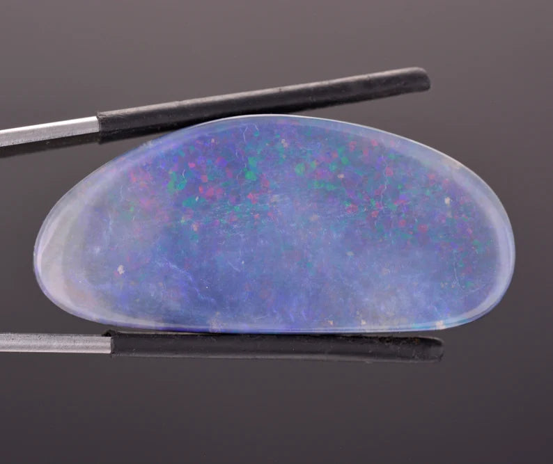 Fabulous Lightning Ridge Semi Black Opal from Australia, 32.44 cts., 41x19 mm., Freeform Cabochon