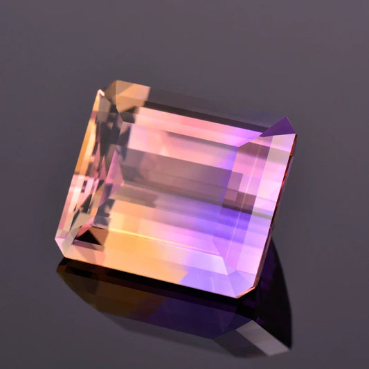 Exquisite Large Ametrine Gemstone from Bolivia, 40.18 cts., 22x19 mm., Step Emerald Cut