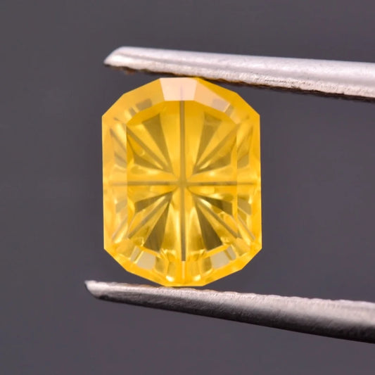 Incredible Canary Yellow Sapphire Gemstone from Sri Lanka, 1.62 cts., 8x6 mm., Fantasy Cut Grecian Shape