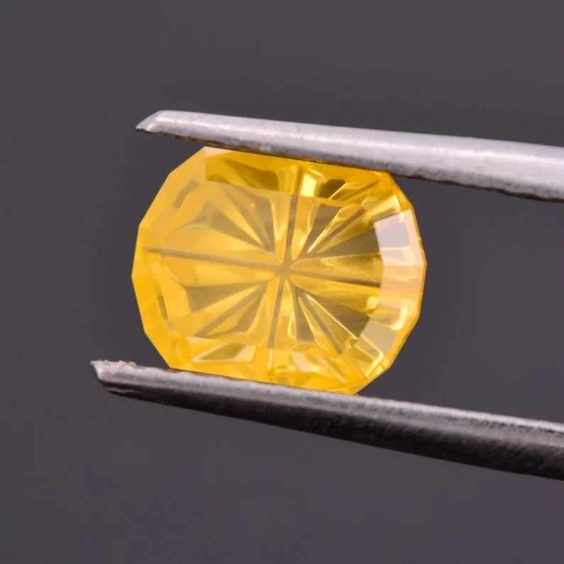 Incredible Canary Yellow Sapphire Gemstone from Sri Lanka, 1.62 cts., 8x6 mm., Fantasy Cut Grecian Shape