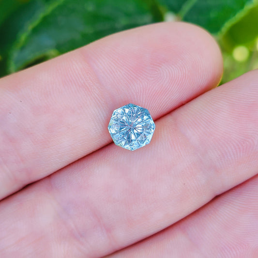 Aquamarine, 2.12 cts., 8.25 mm., Octagon Fantasy, Blue, Idaho