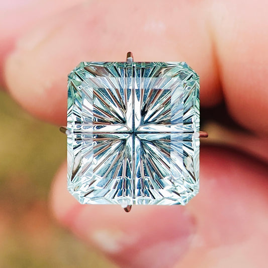Aquamarine, 6.40 cts., 11.5x10.6 mm., Emerald Fantasy, Blue, Brazil, Natural