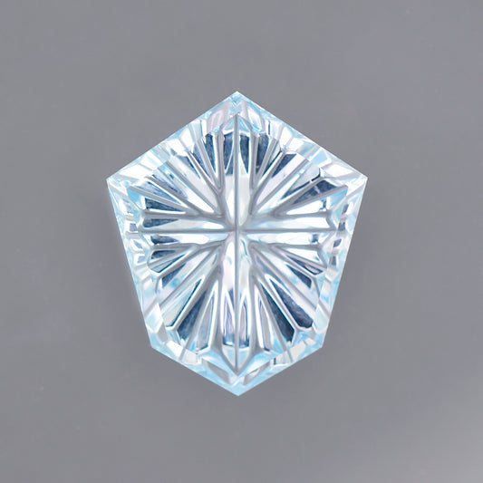 Aquamarine, 1.32 cts., 10.1x8.6 mm., Shield Fantasy, Blue, Idaho, Natural